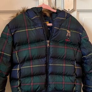 Ralph Lauren Kids Plaid Puffer Jacket - Green and Blue